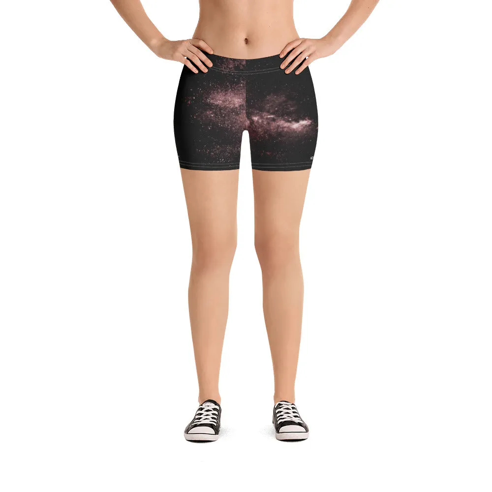 Dusty Brown Galaxy Women's Shorts, Space Milky Way Short Tights For Ladies-Made in USA/EU