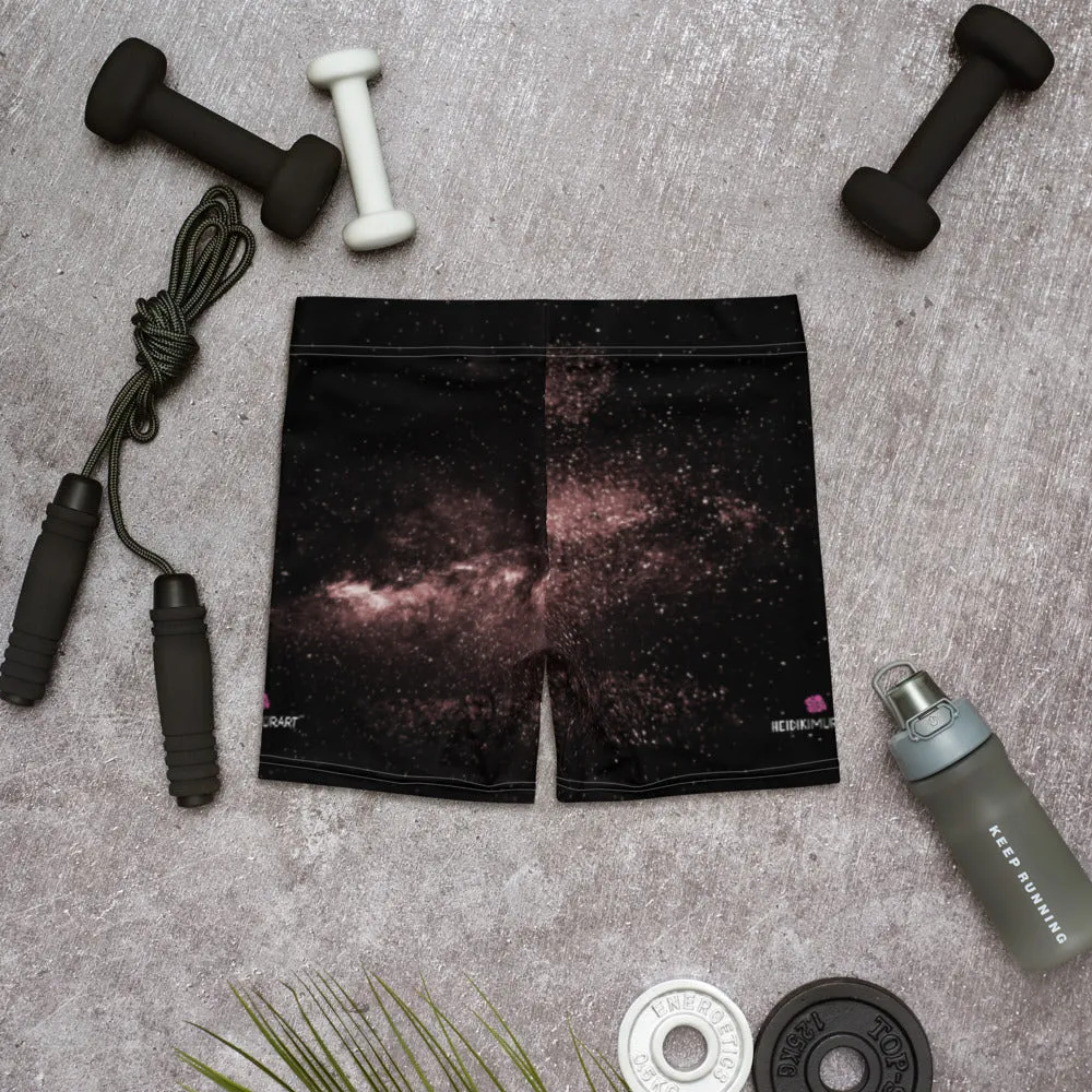 Dusty Brown Galaxy Women's Shorts, Space Milky Way Short Tights For Ladies-Made in USA/EU