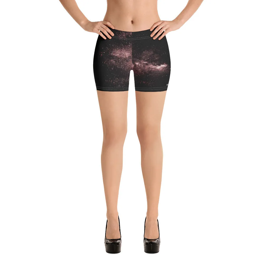 Dusty Brown Galaxy Women's Shorts, Space Milky Way Short Tights For Ladies-Made in USA/EU