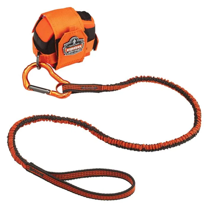 Ergodyne Squids 3100F(x) Tool Lanyard Single Carabiner - 10lbs, Orange and Gray, Standard, Box of 6