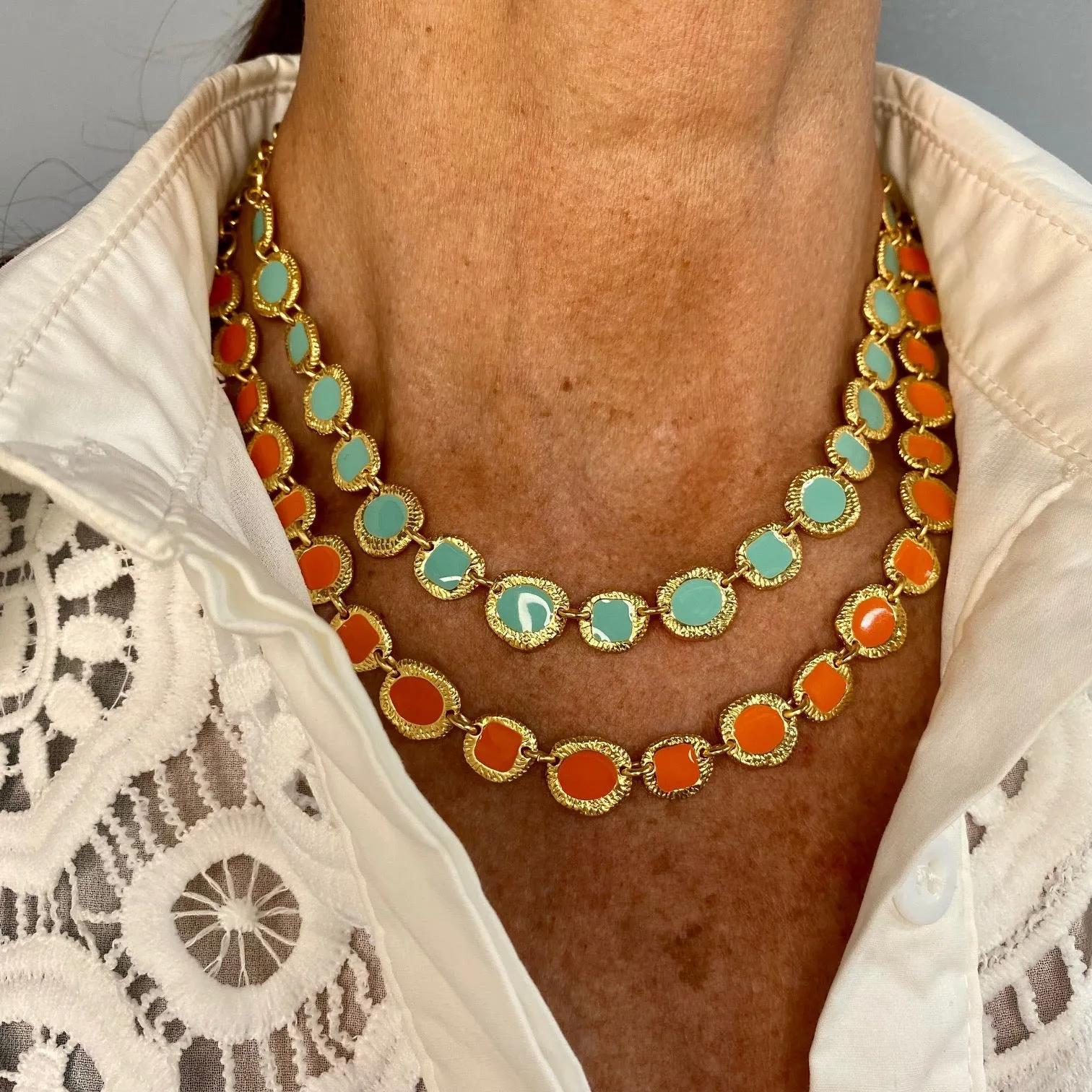 Etched Coin Layer Necklace