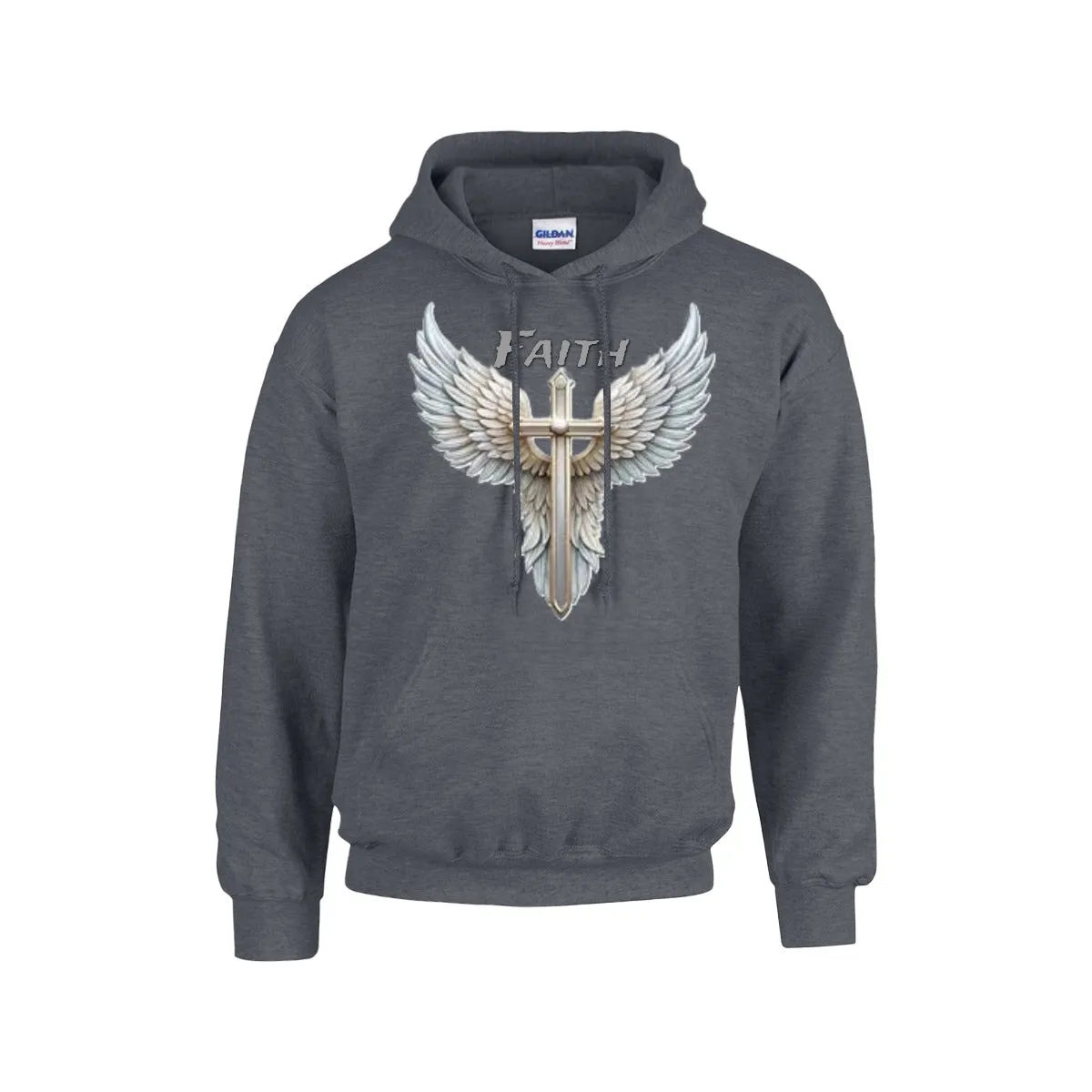 FAITH CROSS WITH WINGS Hoodie |Gildan 18500