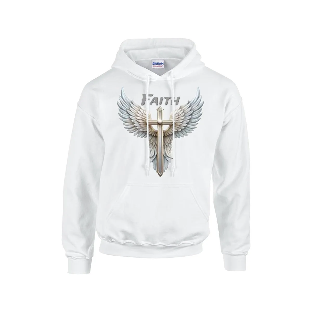FAITH CROSS WITH WINGS Hoodie |Gildan 18500