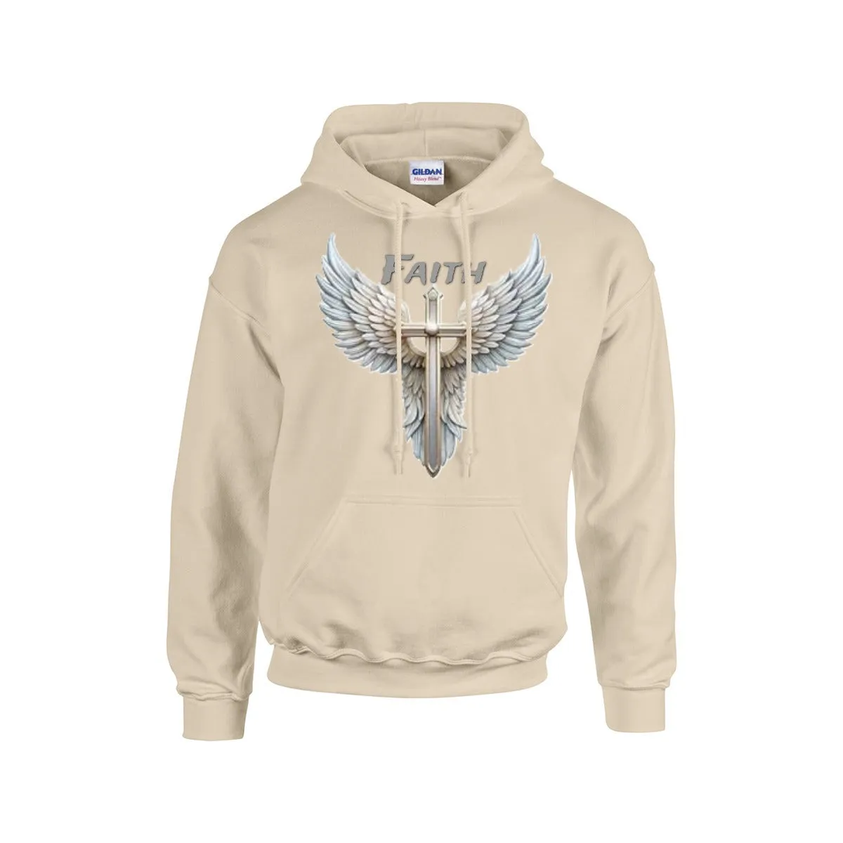 FAITH CROSS WITH WINGS Hoodie |Gildan 18500