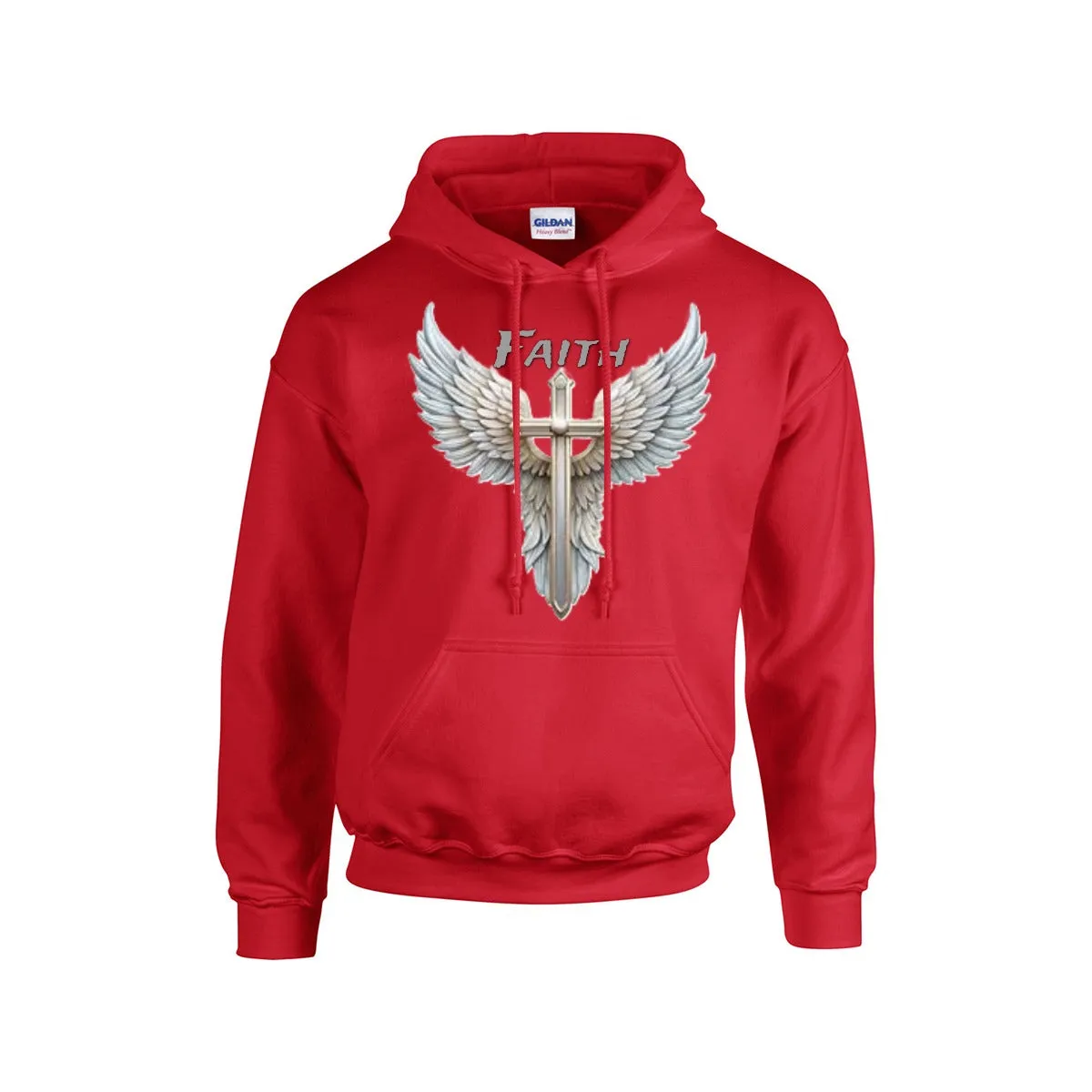FAITH CROSS WITH WINGS Hoodie |Gildan 18500