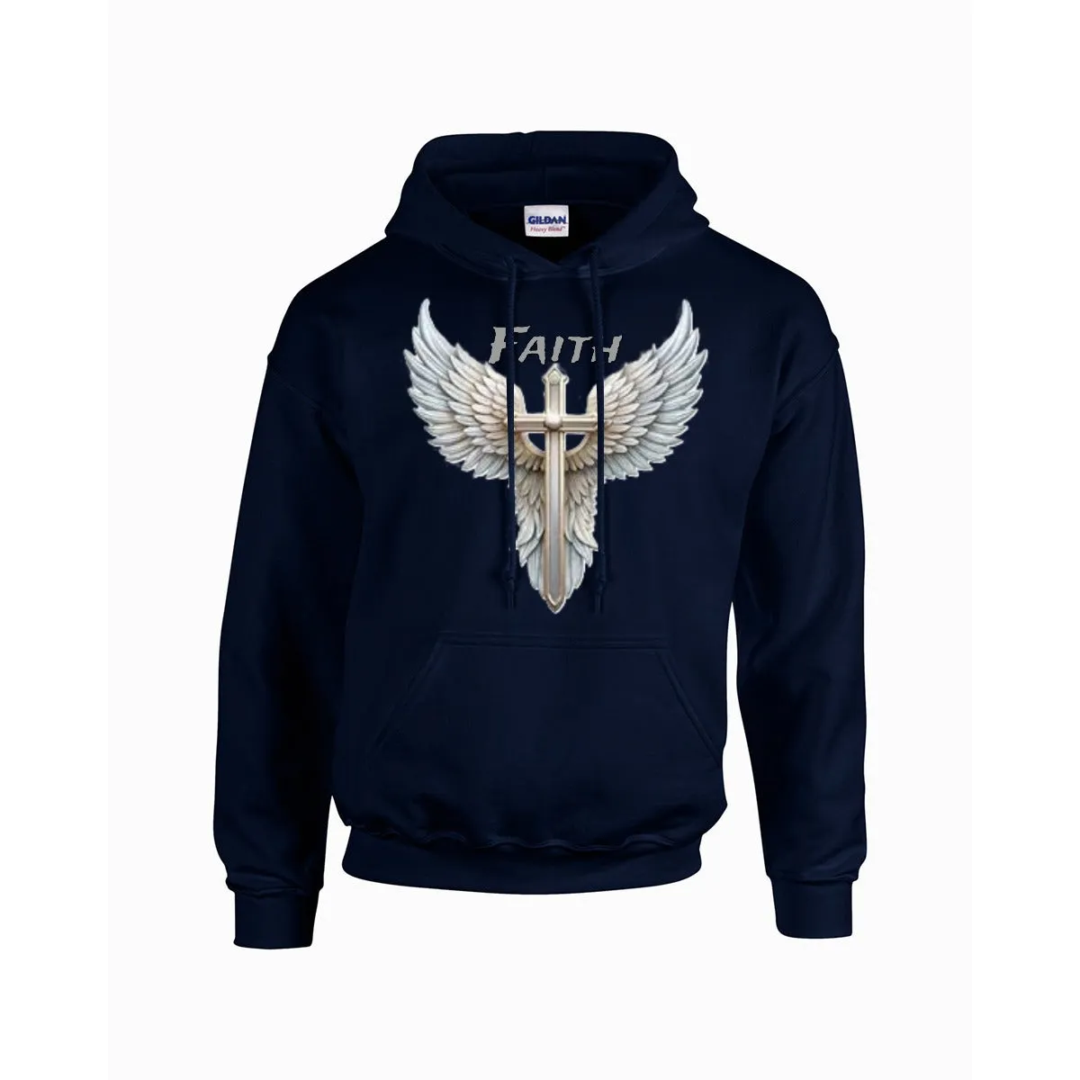 FAITH CROSS WITH WINGS Hoodie |Gildan 18500
