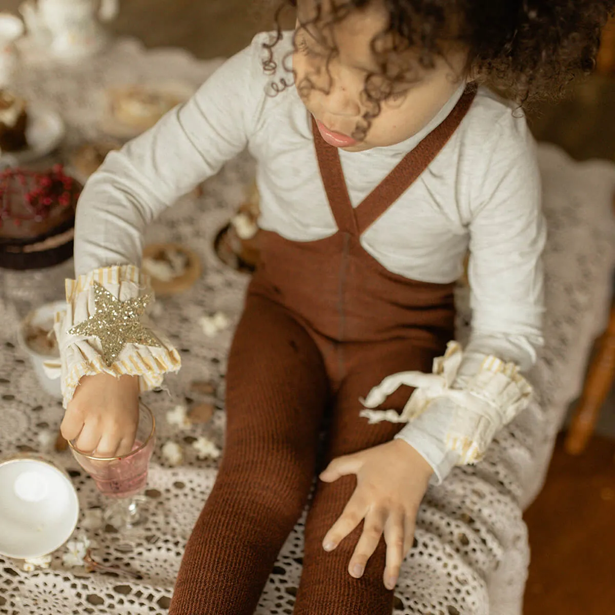 Footed Tights With Braces in Spicy Chai by Silly Silas