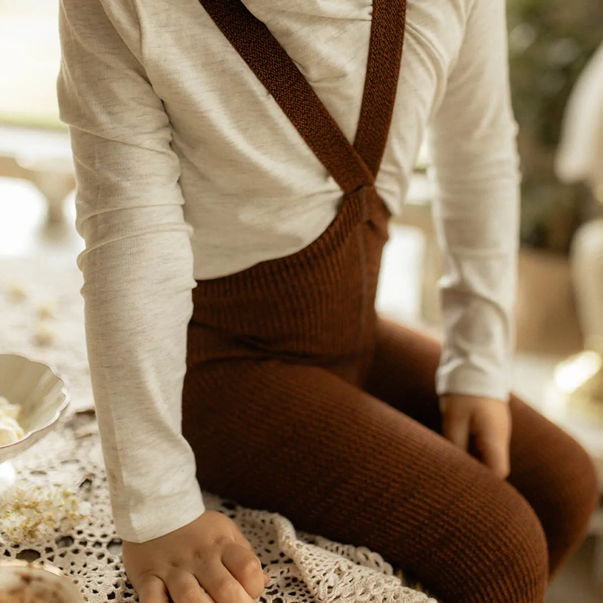 Footed Tights With Braces in Spicy Chai by Silly Silas