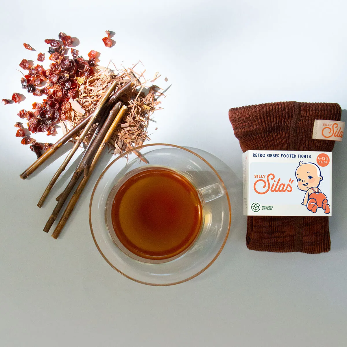Footed Tights With Braces in Spicy Chai by Silly Silas