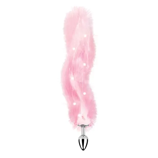 Foxy Tail Light Up Faux Fur Butt Plug With Multicolored Light Pattern Pink