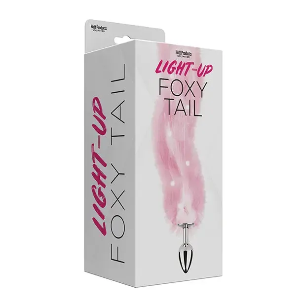Foxy Tail Light Up Faux Fur Butt Plug With Multicolored Light Pattern Pink