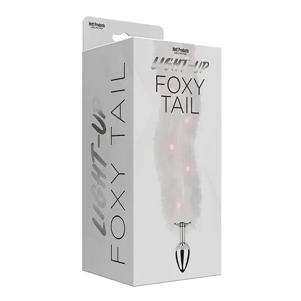 Foxy Tail Light Up Faux Fur Butt Plug With Multicolored Light Pattern Pink