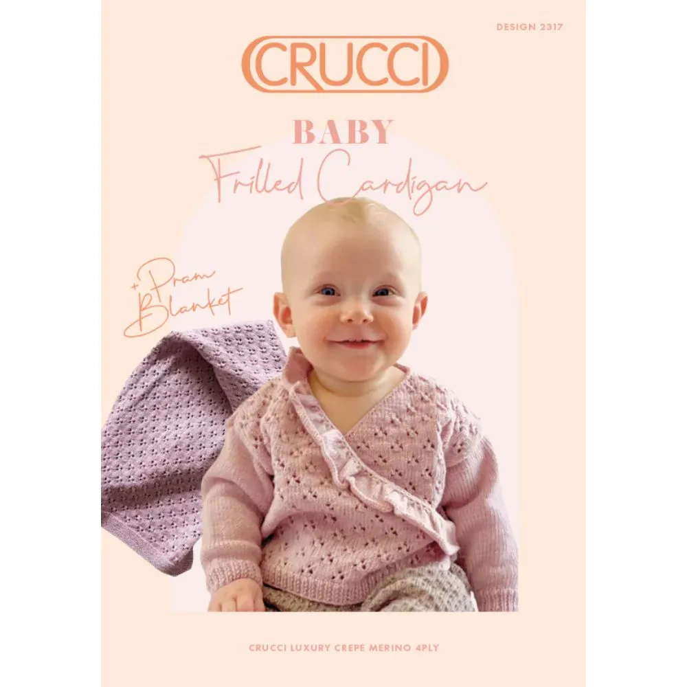 Frilled Cardigan & Pram Blanket Knitting Pattern (2317)