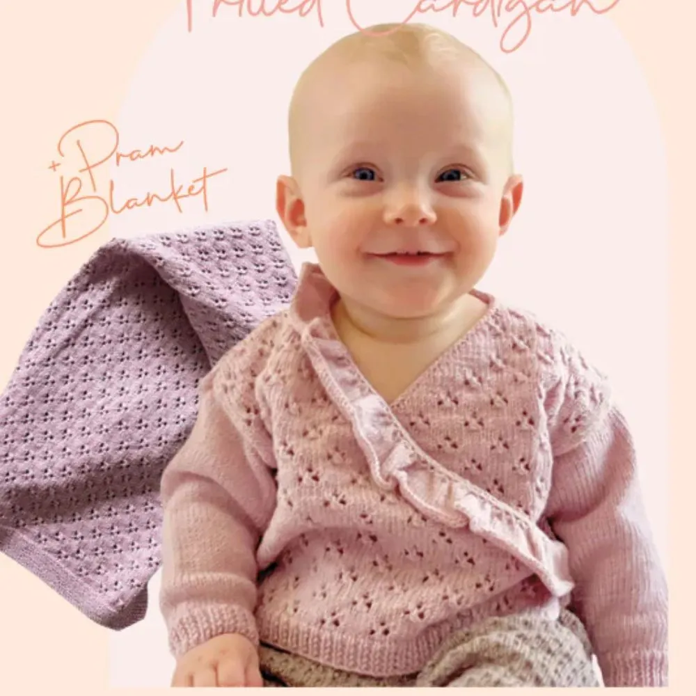 Frilled Cardigan & Pram Blanket Knitting Pattern (2317)
