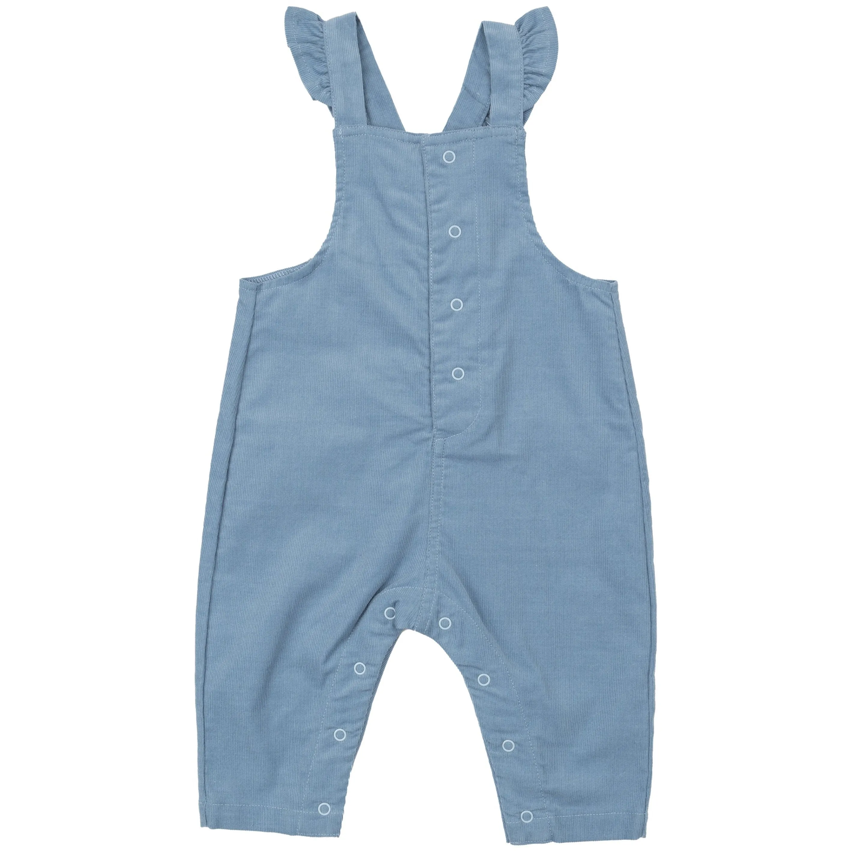 Front Snap Ruffle Overall  - Solid Glacier Lake
