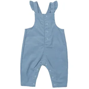 Front Snap Ruffle Overall  - Solid Glacier Lake