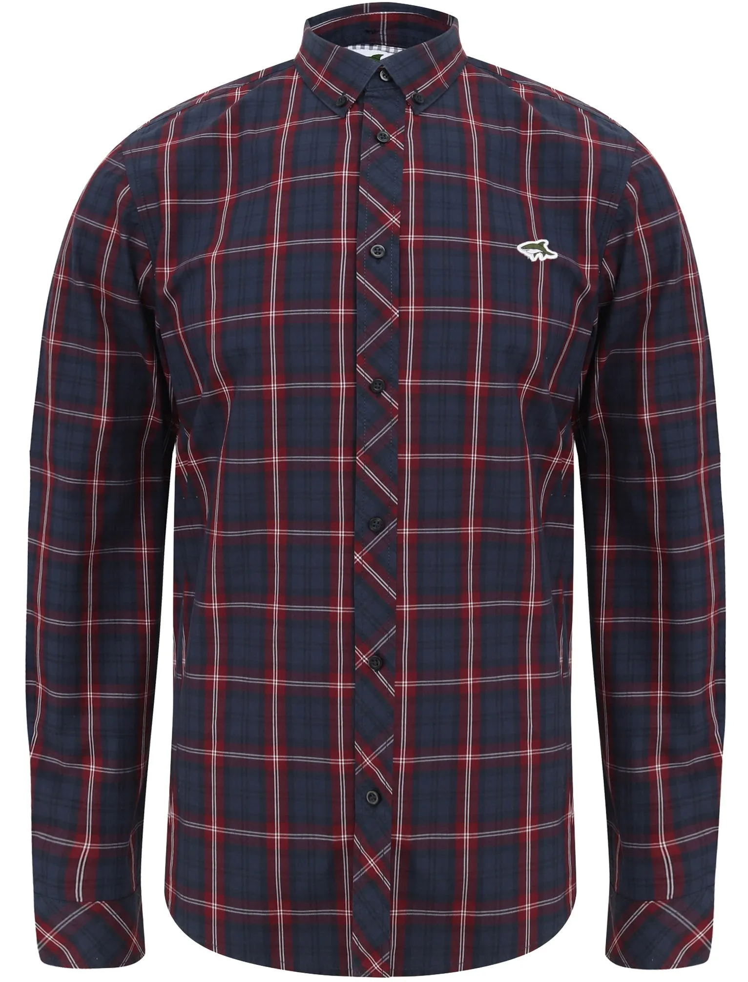 Halton Checked Cotton Long Sleeve Shirt In Tawny Port - Le Shark