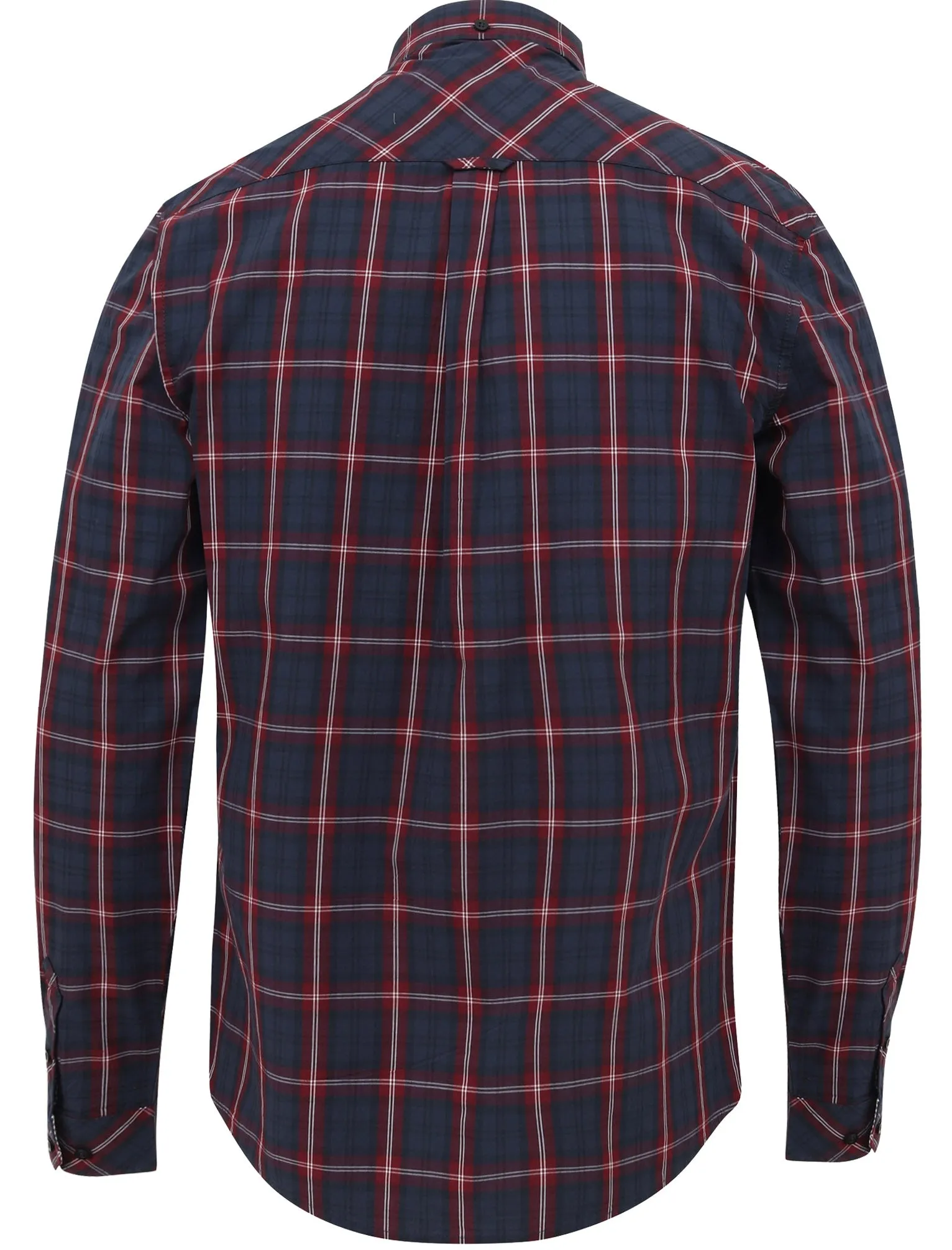 Halton Checked Cotton Long Sleeve Shirt In Tawny Port - Le Shark