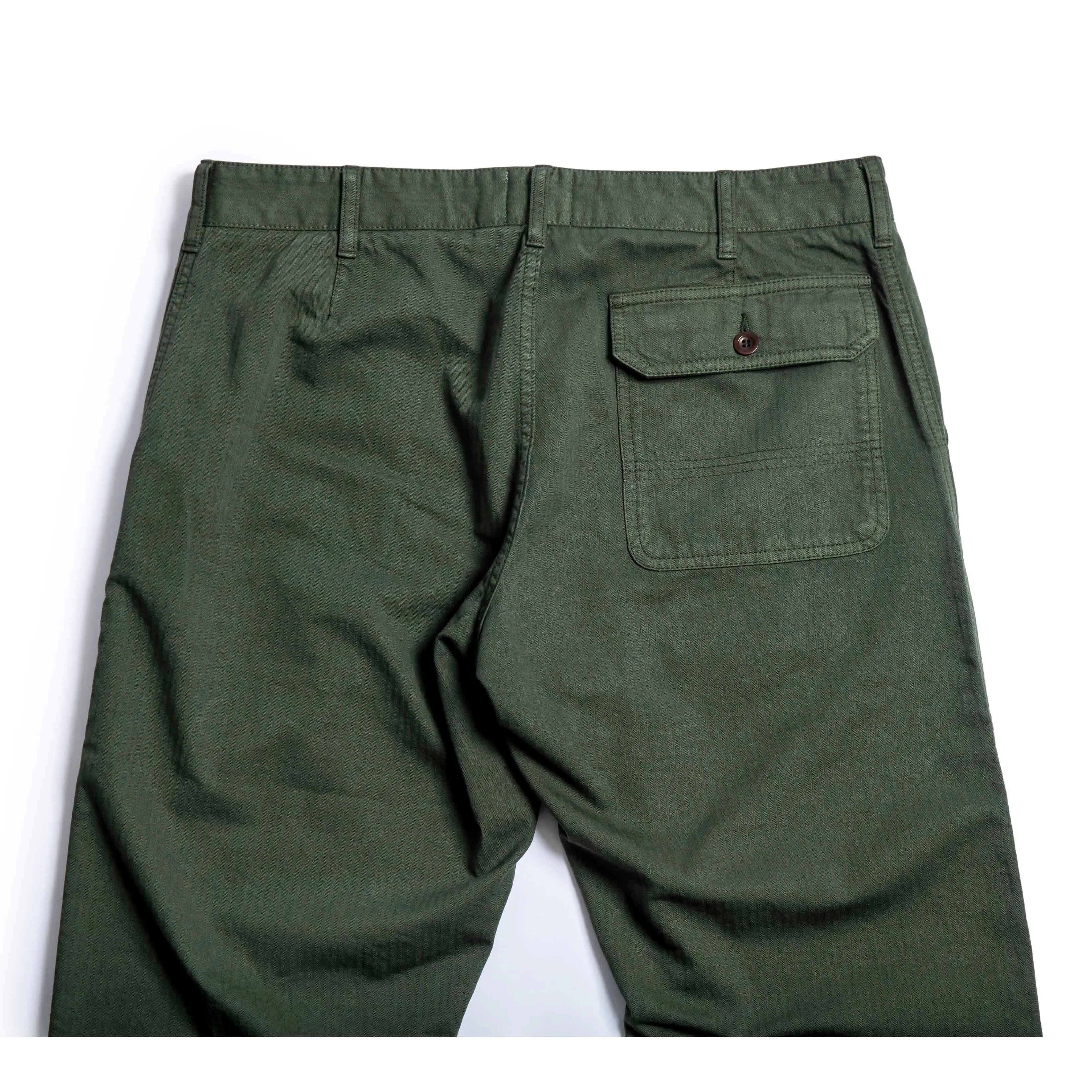 Heimat Textil Herringbone Journey Pant - Military Green