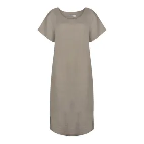 Janey Straight Linen Midi Dress in Fango