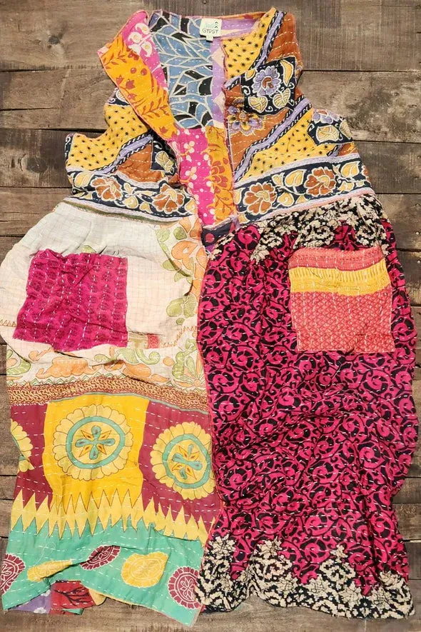 Kantha Sunrise Vest Duster - colors will vary