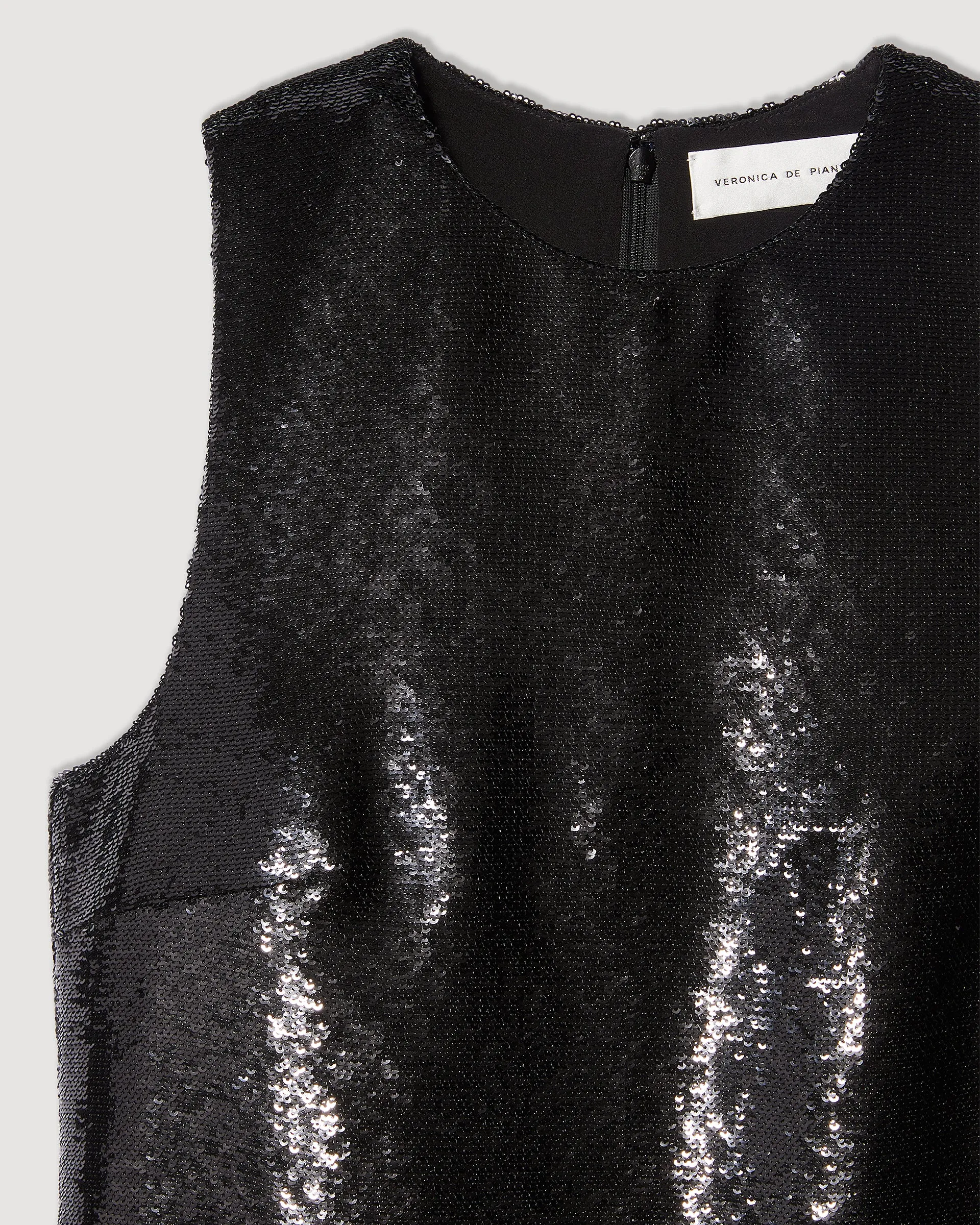 Kat Dress in Flat Sequin, Black