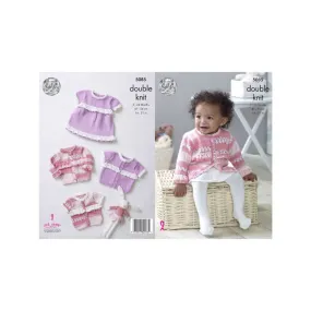 King Cole Baby Dress and Cardigan DK Knitting Pattern 5085