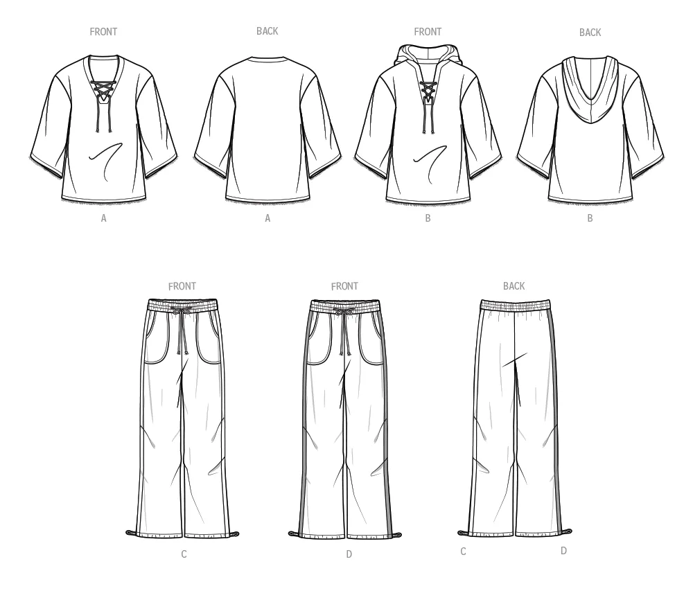 Know Me sewing pattern 2025 Men's Top, Hoodie and Pants