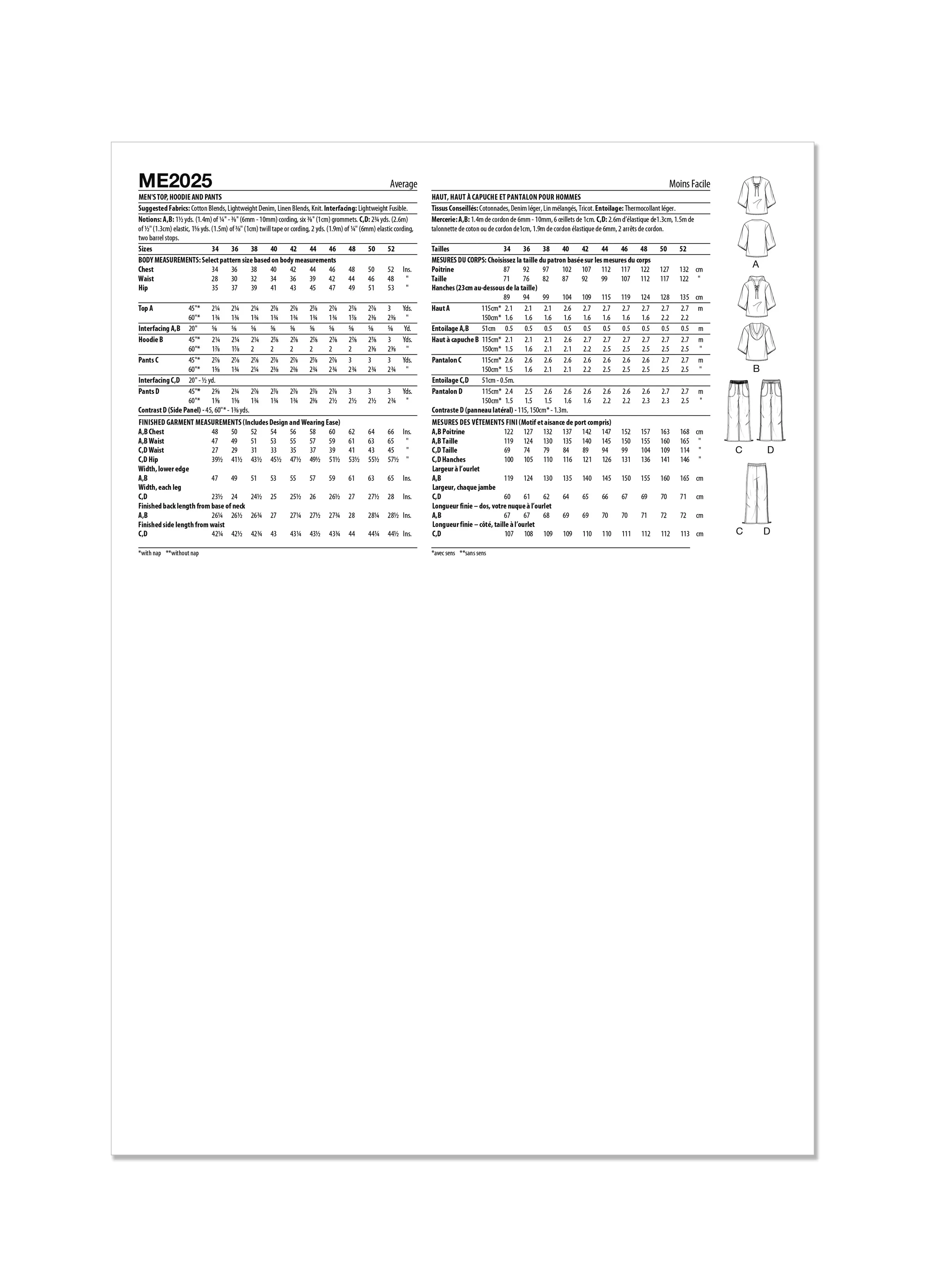 Know Me sewing pattern 2025 Men's Top, Hoodie and Pants