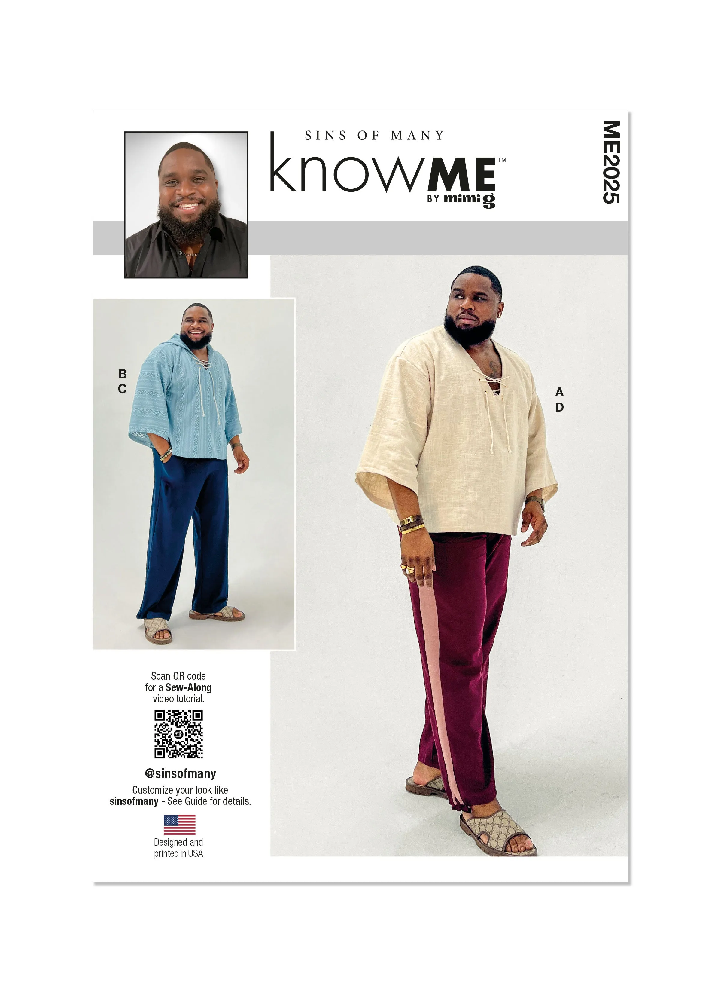 Know Me sewing pattern 2025 Men's Top, Hoodie and Pants
