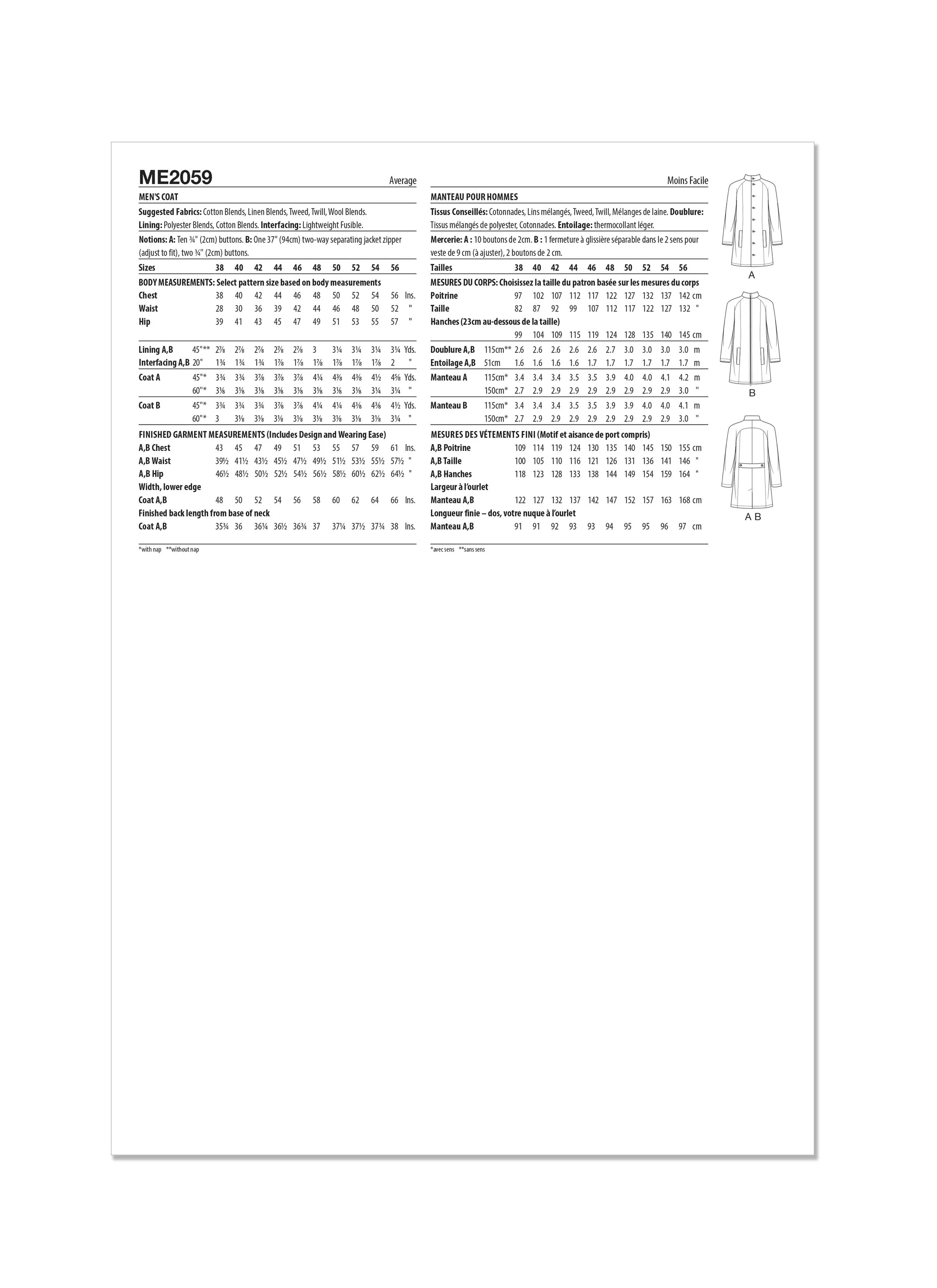 Know Me sewing pattern 2059 Men's Coat by Julian Creates