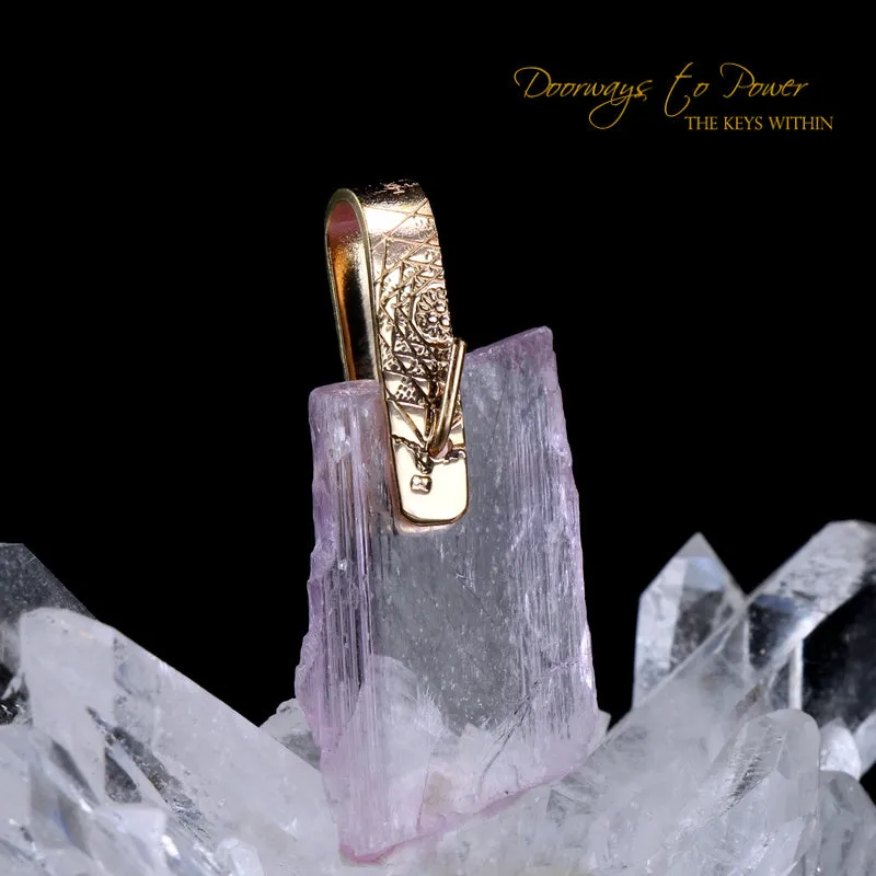 Kunzite Light Language Crystal Pendant 14k™