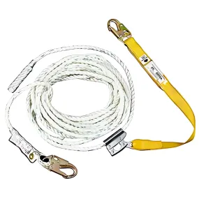 L241050 50ft Rope Lifeline, Manual Rope Adjuster, 3ft Shock Absorbing Lanyard