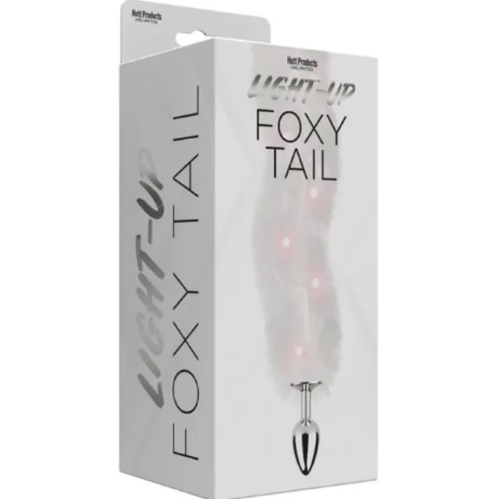 Light Up Foxy Tail Butt Plug -White