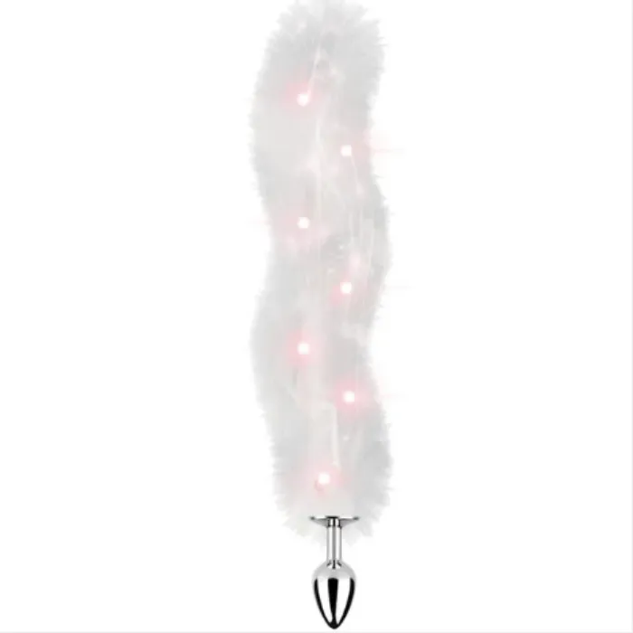 Light Up Foxy Tail Butt Plug -White