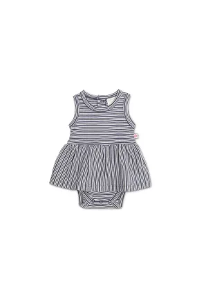 Marquise - Navy Stripe Bodysuit Dress