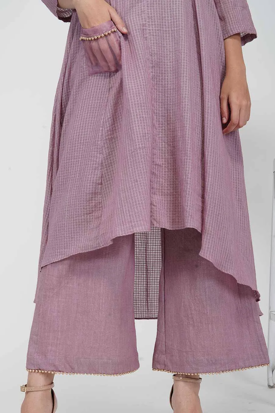 Mauve Flared Kurta & Pants Set