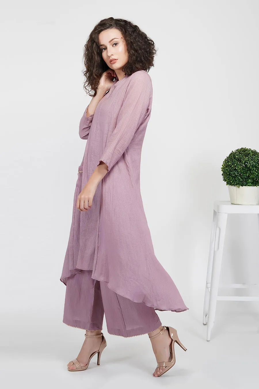 Mauve Flared Kurta & Pants Set
