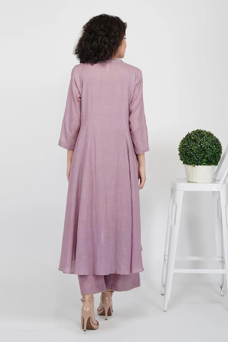 Mauve Flared Kurta & Pants Set