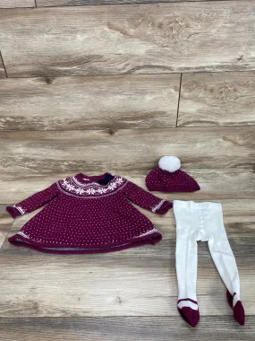 Max Studio 3pc Fair Isle Knit Sweater Dress Set Purple sz 3-6m