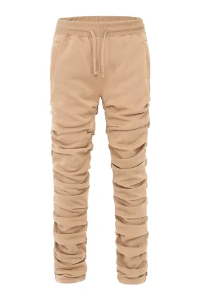 Men's Slim Flare Ruched Fleece Sweat Pants