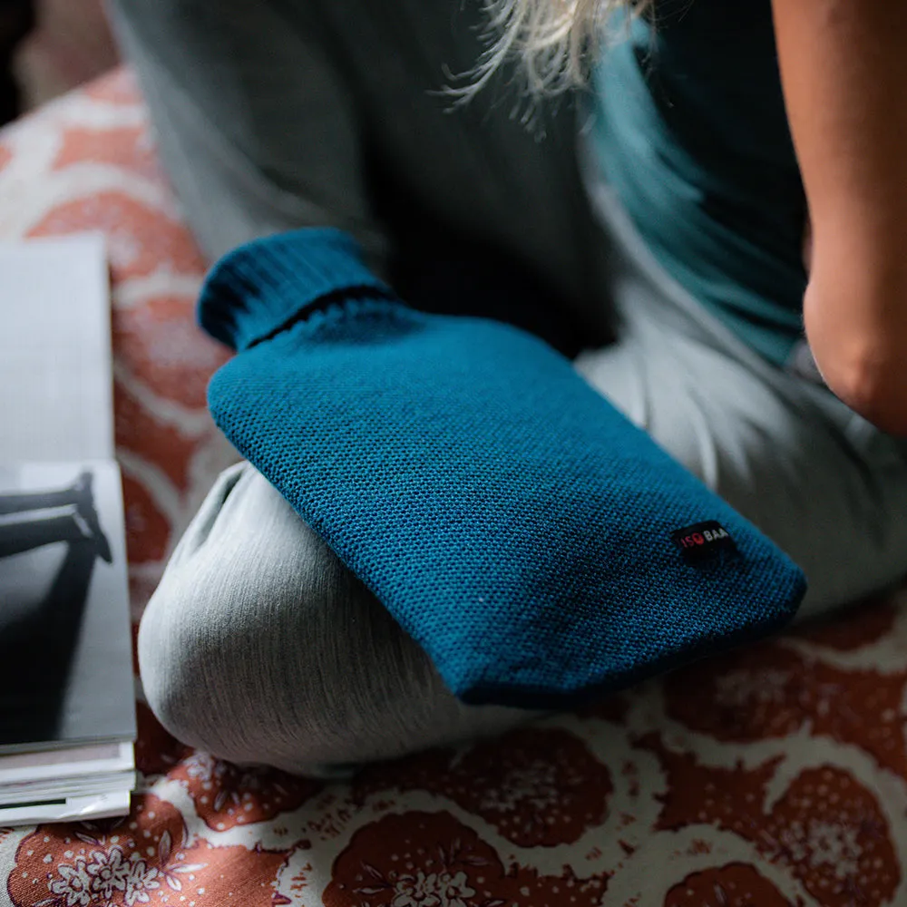 Merino Honeycomb Hot Water Bottle Cover (Petrol)