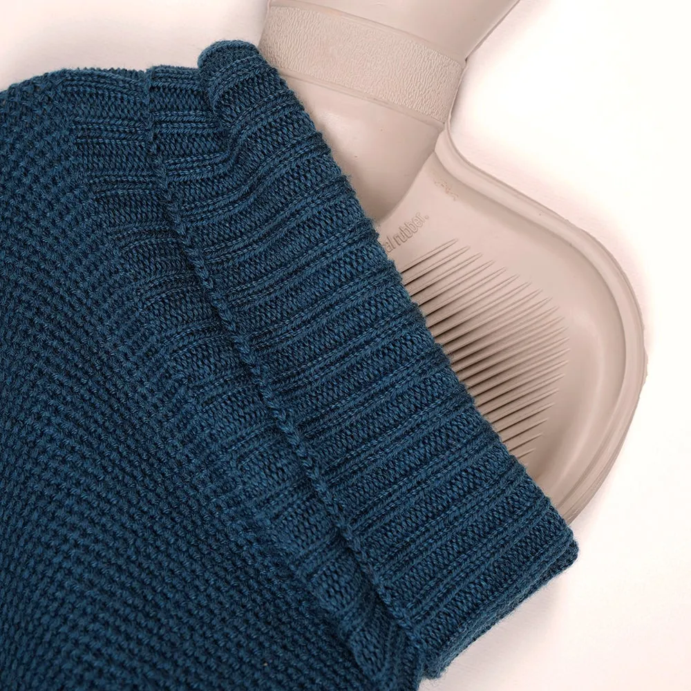 Merino Honeycomb Hot Water Bottle Cover (Petrol)