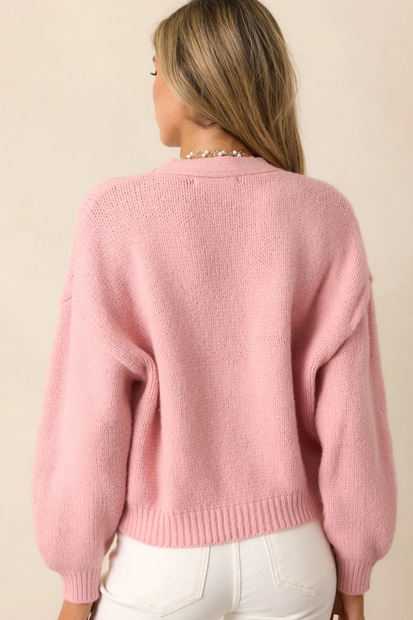 MINKPINK Rose Pink Relaxed Knit Cardigan