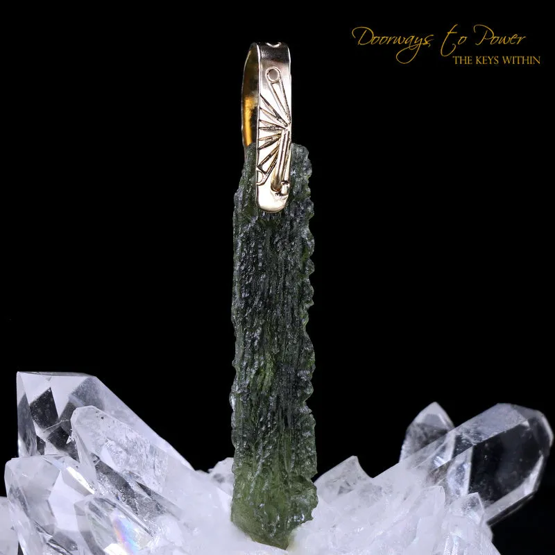 Moldavite Light Language Pendant 14k Ultra Rare