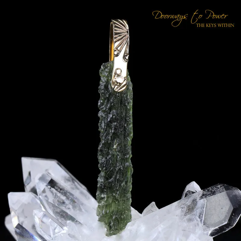 Moldavite Light Language Pendant 14k Ultra Rare