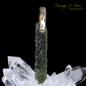 Moldavite Light Language Pendant 14k Ultra Rare