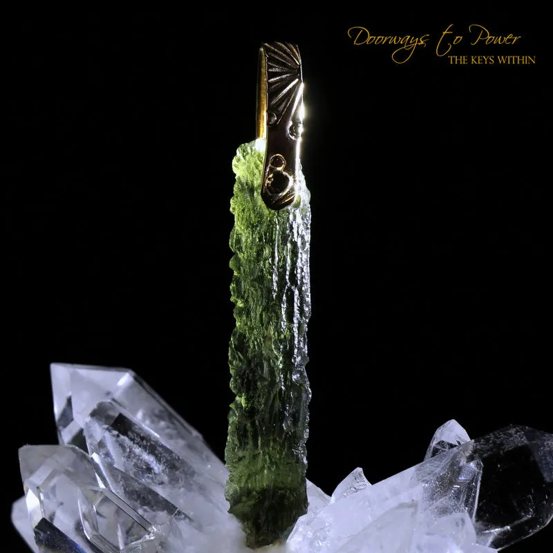 Moldavite Light Language Pendant 14k Ultra Rare