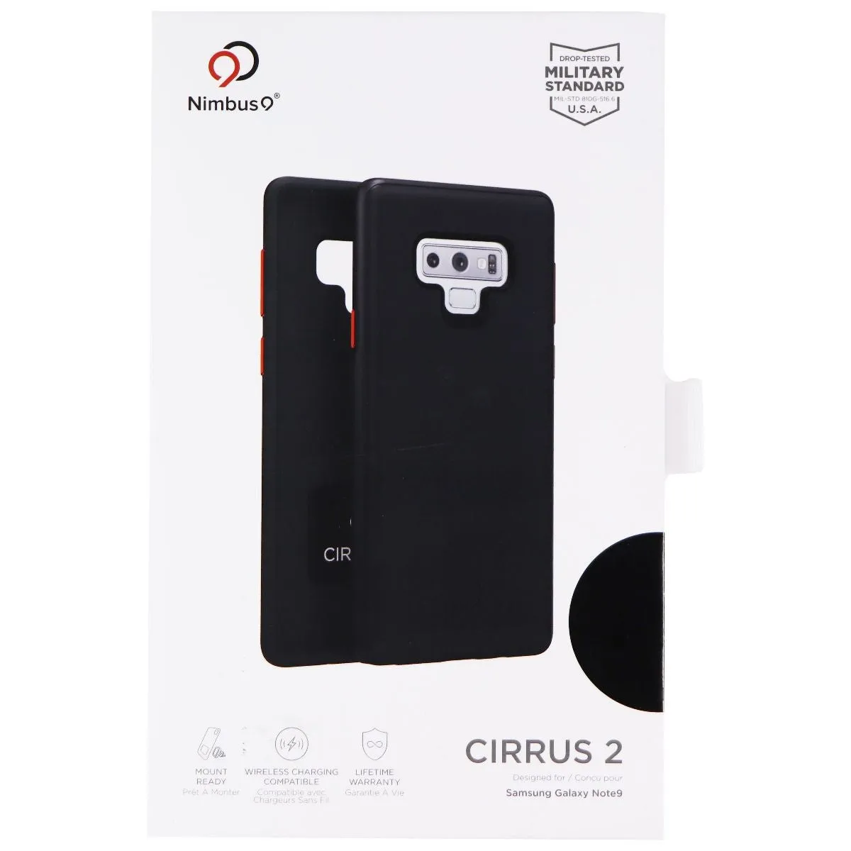 Nimbus9 Cirrus 2 Dual Layer Case for Samsung Galaxy Note9 - Matte Black/Red