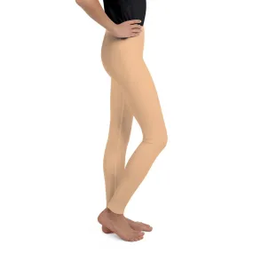 Nude Beige Solid Color Premium Comfy Gym Sports Youth Leggings - Made in USA/EU